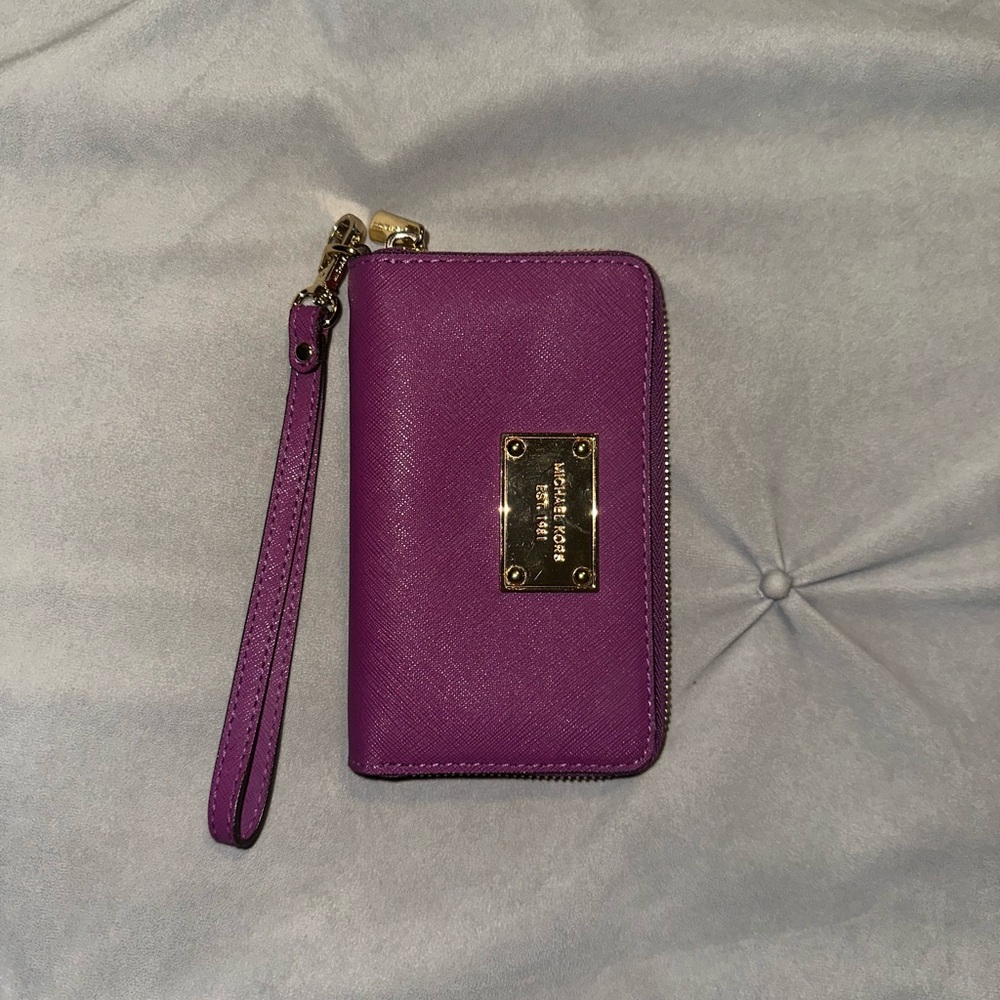 Purple Michael Kors wristlet wallet